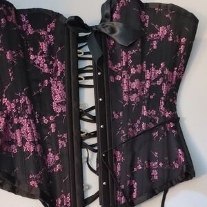 Black and Pink Floral Corset